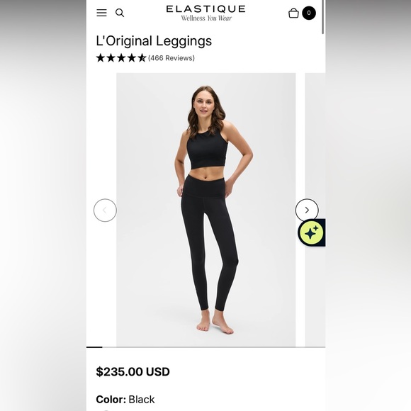 Elastique L’Original Luxury Black Leggings 25” | Like New - Picture 3 of 8